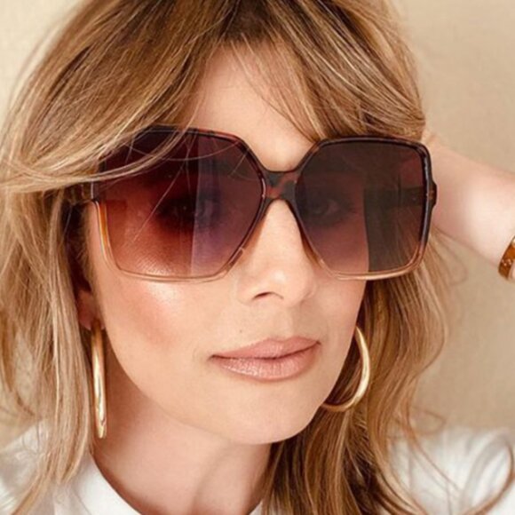 Women\'s Oversized Square Sunglasses, Fashion Shades, PAIR, Brown & Leopard main image 4